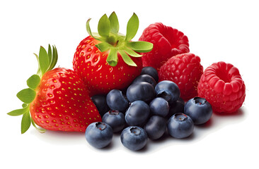 Fototapeta na wymiar raspberries and blueberries