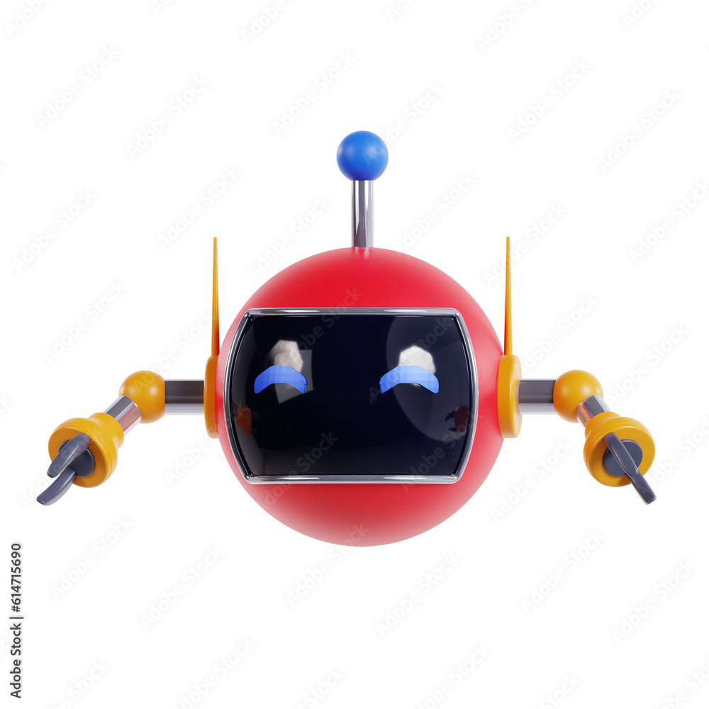 Aufkleber 3d smart robot. icon isolated on white background. 3d rendering illustration