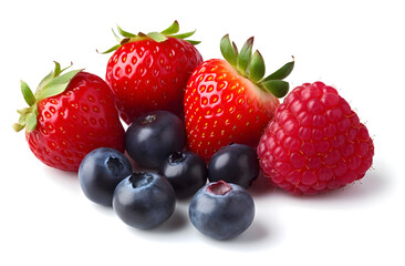 Fototapeta na wymiar strawberries and blueberries isolated