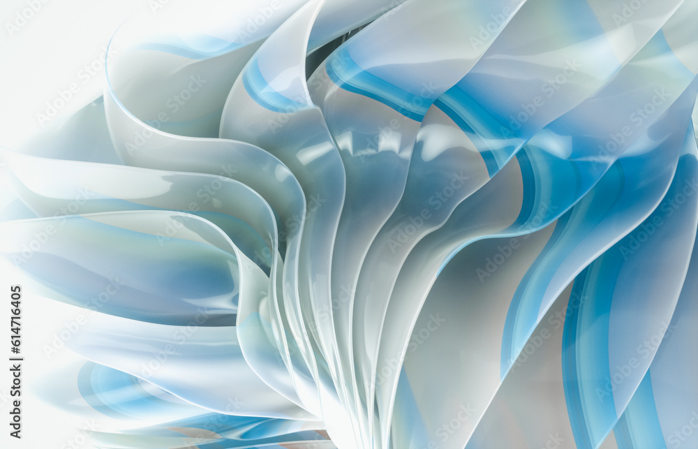 Aufkleber Abstract geometric crystal background with iridescent holographic texture. curve. cloth. 3d rendering.