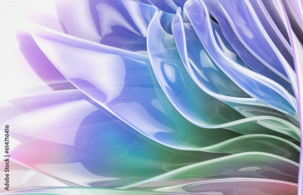 Aufkleber abstract geometric crystal background with iridescent holographic texture. curve. cloth. 3d renderin