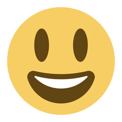 Grinning Face with Big Eyes emoji. A yellow face with smiling eyes and a broad, open smile, showing upper teeth and tongue on some platforms. Often conveys general happiness. emoticon.