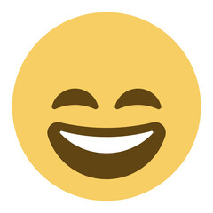 Grinning Face with Smiling Eyes emoji. A yellow face with smiling eyes and a broad, open smile, showing upper teeth and tongue on some platforms. Often conveys general happiness and good amusement.