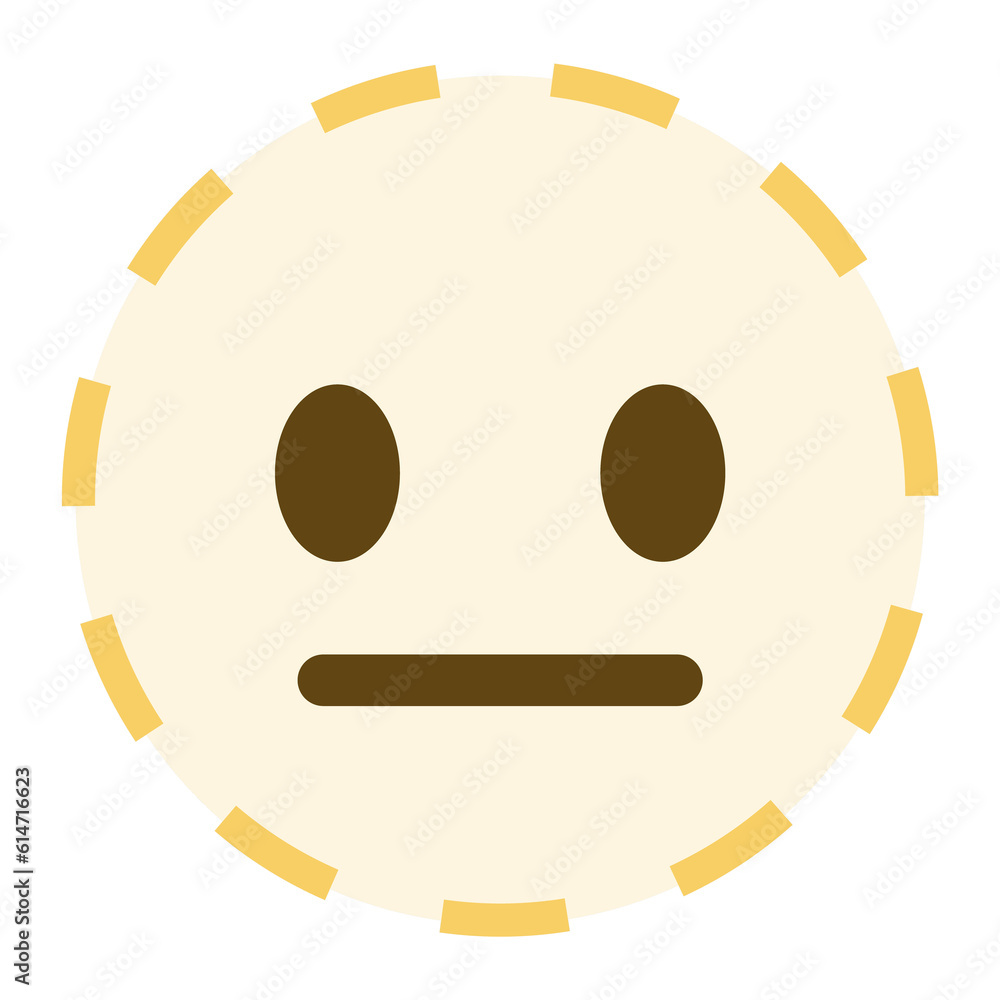 Wall mural top quality emoticon. dotted line expressionless smiley emoticon face line icon. yellow face emoji. 