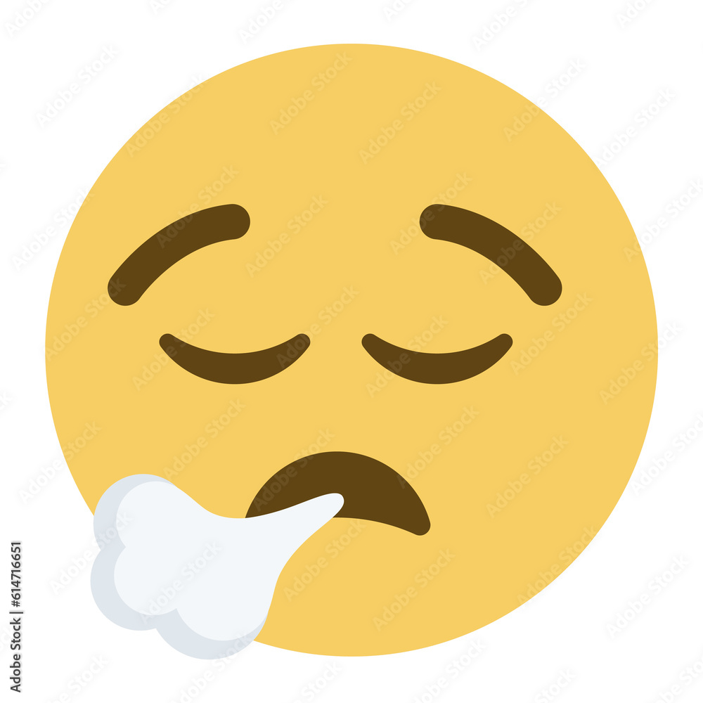 Poster face exhaling vector emoji icon. a face showing a visible breath of air being dispelled. used to rep