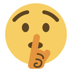 Top quality emoticon. Quiet emoji shh gesture, shush silent smiley cartoon shushing face, finger shut mouth. Yellow face emoji. Popular element.