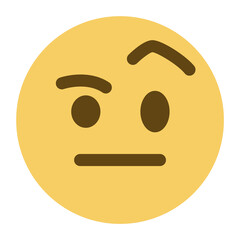 Top quality emoticon. Raised eyebrow emoji. Skeptical emoticon. Yellow face emoji. Popular element.