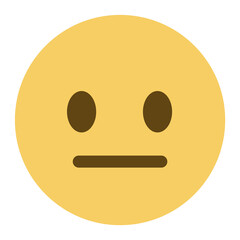 Top quality emoticon. Expressionless emoji. Straight face, emoticon with neutral line eyes and mouth. Yellow face emoji. Popular element.