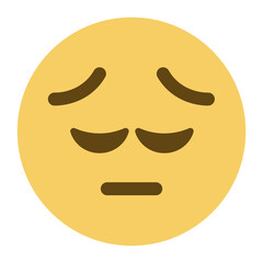 Top quality emoticon. Persevering emoji. Helpless face with scrunched eyes. Yellow face emoji. Popular element.