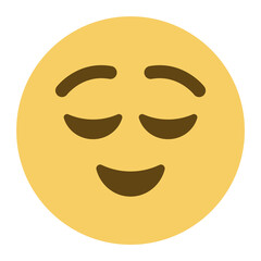 Top quality emoticon. Calm emoji. Relieved emoticon, peaceful face. Yellow face emoji element.