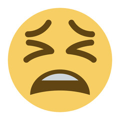 Top quality emoticon. Exhausted emoji. Tired emoticon, yellow face with X-shaped scrunched eyes