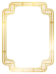 Art Deco gold frame vintage frame line geometric wedding label card frame png transparent background