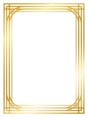 Art Deco gold frame vintage frame line geometric wedding label card frame png transparent background