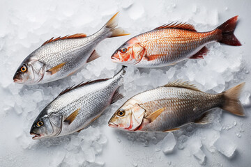 fresh fish on ice, generative ai