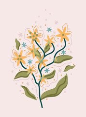 Fototapeta na wymiar Floral bouquet in boho style. Vector isolated illustration.