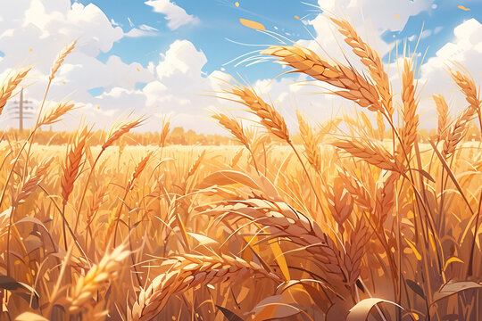 Illustration, Wheat field