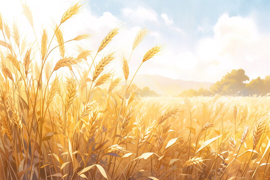 Illustration, Wheat field