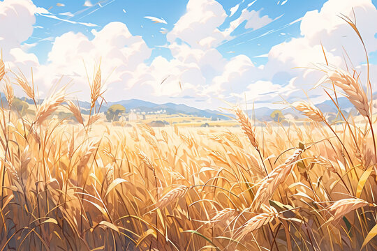 Illustration, Wheat field