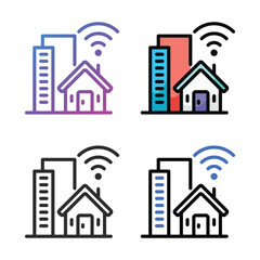 Smart city icon design in four variation color