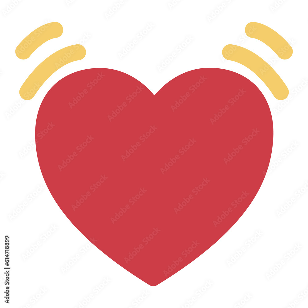 Poster beating heart vector emoji icon. a heart with vibration/movement lines above it or around it, indica
