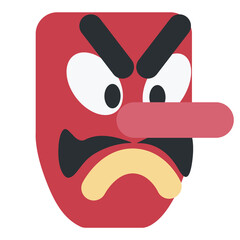 Top quality emoticon. Red devil emoticon face emoji. Tengu emoticon. Popular element.