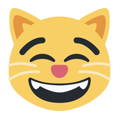 Obraz premium Grinning Cat with Smiling Eyes emoji vector icon. A cartoon cat variant of Grinning Face With Smiling Eyes. Depicted as yellow on major platforms.