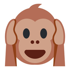 Hear-No-Evil Monkey vector emoji icon. Depicted as the brown Monkey Face with hands covering its ears.