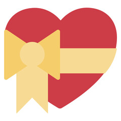 Heart with Ribbon vector emoji icon. A heart-shaped box, tied with a ribbon. May be a gift box, box of chocolates, or a jewellery box.