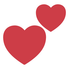 Two Hearts vector emoji icon. Two red love hearts. One larger than the other. Can be used to display that love is in the air.