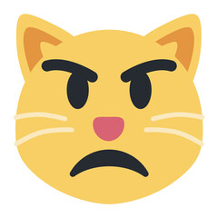 Pouting Cat vector emoji icon. A cartoon cat variant of Pouting Face. Also resembles Angry Face.