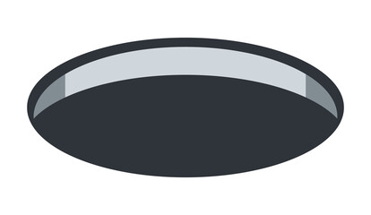 Hole vector emoji icon. A round, black, cartoon-styled hole, as a manhole or a hole (cup) in golf. May be used to represent various types of literal or figurative holes, black holes, rabbit hole