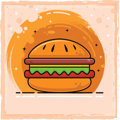 Burger Icon Simplistic and Stylish Food Illustration 
Hamburger Icon: Tasty and Appetizing Food Illustration