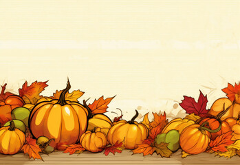 Naklejka na ściany i meble autumn background with pumpkins