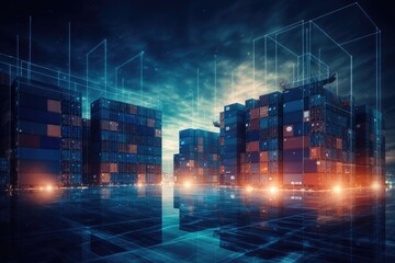 Fototapeta premium Smart Container Transportation Terminal