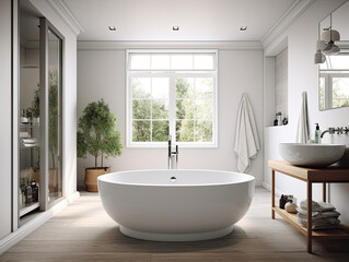 Luxurious Bathroom With Freestanding Tub