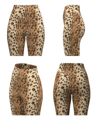 Short Yoga pants. Isolated. Animal print short pants for woman