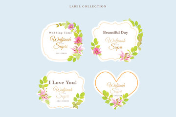 watercolor floral label in vintage style