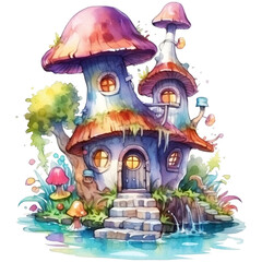 Fototapeta na wymiar Illustration of a fairy-tale house on a tree with a lot of flowers AI Generative