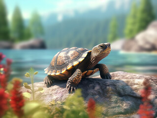 Obraz premium Turtle in lake