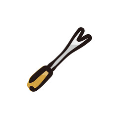 Hand weeder - Gardening tool icon/illustration (Hand-drawn line, colored version)
