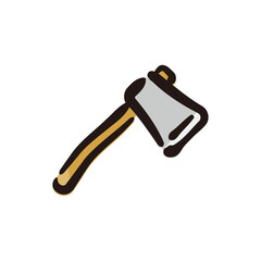 Axe - Gardening tool icon/illustration (Hand-drawn line, colored version)