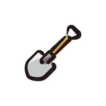 recommend clip art: Shovel - Gardening tool icon/illustration (Hand-drawn line, colored version)