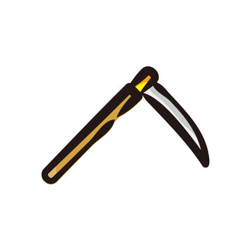 recommend clip art: Scythe - Gardening tool icon/illustration (Hand-drawn line, colored version)