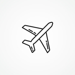 plane line icon on white background