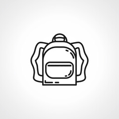 Naklejka premium Backpack icon. school bag linear icon.