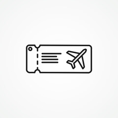 boarding pass line icon. flight ticket outline icon. - obrazy, fototapety, plakaty