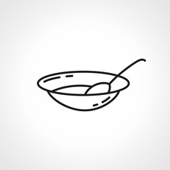 Dish with spoon line icon. plate linear icon