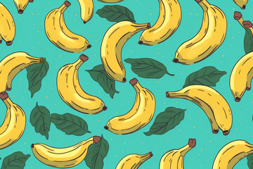 trendy concept background sweet fruit blue food yellow pattern banana fresh. Generative AI.