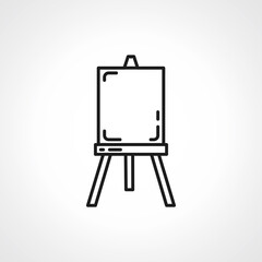 art canvas line icon. Easel stand for art canvas outline icon.