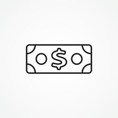 dollar walve bill line icon. cash money line icon.